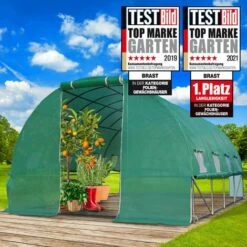 Serre De Jardin 12m² (3x4) Extrêmement Stable Parois Enroulables Croissance Optimale Des Plants, Aération Optimale, Montage Rapide - Serre De Jardin Tunnel 12 M² De BRAST