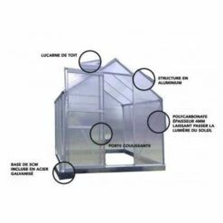 LA MAISON DU JARDIN Serre En Polycarbonate Alvéolaire De Jardin 146 - 8,2 M² - Avec Base