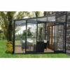 LA MAISON DU JARDIN Serre En Verre Trempé 4 Mm Adossée Modèle 126 + Base - 7,2 M² -alu Peint Vert