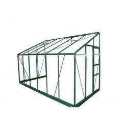 LA MAISON DU JARDIN Serre En Verre Trempé 4 Mm Adossée Modèle 126 + Base - 7,2 M² -alu Peint Vert -France Serre de jardin Soldes 2022 28589227 3