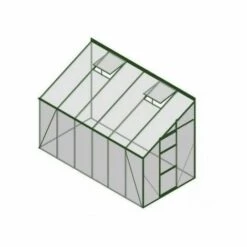 LA MAISON DU JARDIN Serre En Verre Trempé 4 Mm Adossée Modèle 126 + Base - 7,2 M² -alu Peint Vert -France Serre de jardin Soldes 2022 28589227 4