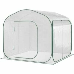 Outsunny Serre Pop-up - Serre De Jardin Pop-up - Porte Zippée Enroulable - Dim. 2,08L X 2,08l X 1,95H M - Sac Transport Inclus - PE Blanc Vert