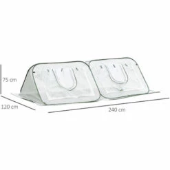 Outsunny Mini Serre Pop-up De Jardin - Serre à Tomates - 4 Fenêtres + 4 Portes Zippées Enroulable - Dim. 2,4L X 1,2l X 0,75H M - Sac Transport Inclus - PE Blanc Vert - Blanc -France Serre de jardin Soldes 2022 28623820 3