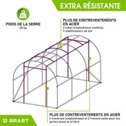 Serre De Jardin Tunnel 6m² Extrêment Stable, Croissance Optimale Des Plants, Aération Optimale, Montage Rapide - Serre Tunnel 6 M² De BRAST -France Serre de jardin Soldes 2022 28740454 4