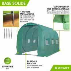 Serre De Jardin Tunnel 6m² Extrêment Stable, Croissance Optimale Des Plants, Aération Optimale, Montage Rapide - Serre Tunnel 6 M² De BRAST -France Serre de jardin Soldes 2022 28740454 5