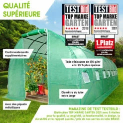 Serre De Jardin Tunnel 24m² (3x8), Extrêment Stable, Croissance Optimale Des Plants, Aération Optimale, Montage Rapide - Serre De Jardin 24 M² De BRAST -France Serre de jardin Soldes 2022 28740460 2