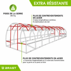 Serre De Jardin Tunnel 24m² (3x8), Extrêment Stable, Croissance Optimale Des Plants, Aération Optimale, Montage Rapide - Serre De Jardin 24 M² De BRAST -France Serre de jardin Soldes 2022 28740460 4