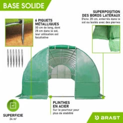 Serre De Jardin Tunnel 24m² (3x8), Extrêment Stable, Croissance Optimale Des Plants, Aération Optimale, Montage Rapide - Serre De Jardin 24 M² De BRAST -France Serre de jardin Soldes 2022 28740460 5