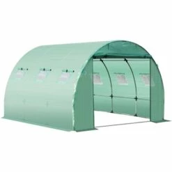 Outsunny Bâche De Rechange Serre Tunnel 9 M², Bâche Dim. 3L X 3l X 2H M PE Anti-UV Imperméable 6 Fenêtres + Porte Enroulable Zippée Vert - Vert