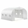 Outsunny Serre Tunnel De Jardin Dim. 3,5L X 3l X 2H M Porte + 6 Fenêtres Enroulables Acier Galvanisé Bâche PE Haute Densité Blanc -France Serre de jardin Soldes 2022 28909967 1