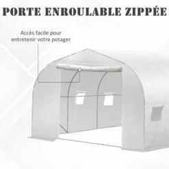 Outsunny Serre Tunnel De Jardin Dim. 3,5L X 3l X 2H M Porte + 6 Fenêtres Enroulables Acier Galvanisé Bâche PE Haute Densité Blanc -France Serre de jardin Soldes 2022 28909967 4