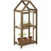 Relaxdays Serre Bois Balcon, Bois & Plastique, HLP 146x66x47,5 Cm, Double Porte, Culture De Plantes Et Semis, Marron -France Serre de jardin Soldes 2022 32712873 1