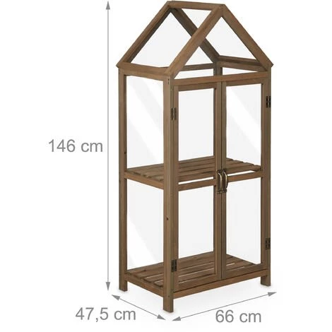 Relaxdays Serre Bois Balcon, Bois & Plastique, HLP 146x66x47,5 Cm, Double Porte, Culture De Plantes Et Semis, Marron 7 Relaxdays Serre Bois Balcon, Bois & Plastique, HLP 146x66x47,5 Cm, Double Porte, Culture De Plantes Et Semis, Marron – Image 5