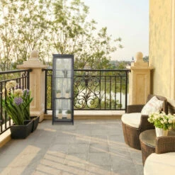 Relaxdays Serre Bois Balcon, Bois & Plastique, HLP: 120x36x36 Cm, Porte & Toit Ouvrable, Culture Plantes, Semis, Noir -France Serre de jardin Soldes 2022 32712876 4