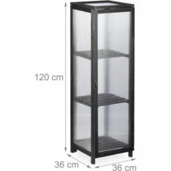 Relaxdays Serre Bois Balcon, Bois & Plastique, HLP: 120x36x36 Cm, Porte & Toit Ouvrable, Culture Plantes, Semis, Noir -France Serre de jardin Soldes 2022 32712876 5