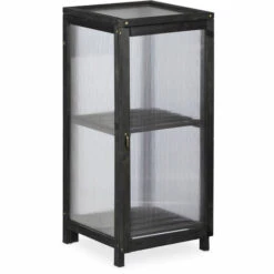 Relaxdays Serre Bois Balcon, Bois & Plastique, HLP: 80 X 36 X 36 Cm, Porte Et Couvercle, Culture Plantes Et Semis, Noir -France Serre de jardin Soldes 2022 32712879 2