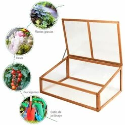 GOPLUS Serre En Bois Avec Vitrages Transparents Amovible En Polycarbonate, Avec Ouverture Inclinée, Serre Pour Plantes Et Légumes Pour Balcon Terrasse Jardin (100 X 65 X 40 Cm) 9 GOPLUS Serre En Bois Avec Vitrages Transparents Amovible En Polycarbonate, Avec Ouverture Inclinée, Serre Pour Plantes Et Légumes Pour Balcon Terrasse Jardin (100 X 65 X 40 Cm) -France Serre de jardin Soldes 2022 34761650 3