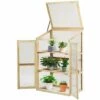 GOPLUS Serre En Bois Avec Vitrages Transparents Amovible En Polycarbonate, Avec Ouverture Inclinée, Serre Pour Plantes Et Légumes Pour Balcon Terrasse Jardin (60 X 45 X 100 Cm) -France Serre de jardin Soldes 2022 34761679 1
