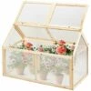 GOPLUS Serre En Bois Avec Vitrages Transparents Amovible En Polycarbonate, Avec Ouverture Inclinée, Serre Pour Plantes Et Légumes Pour Balcon Terrasse Jardin (100 X 53 X 71 Cm) -France Serre de jardin Soldes 2022 34761981 1