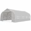 Outsunny Serre Tunnel De Jardin Dim. 6L X 3l X 2H M Porte + 8 Fenêtres Enroulables Acier Galvanisé Bâche PE Haute Densité Blanc - Blanc -France Serre de jardin Soldes 2022 35601242 1