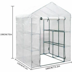 TIGA 186x120x190cm Serre De Jardin Portable Avec Couvercle D'étagère PVC Matériel Plantes Maison De Fleurs Tente Extérieure Maison étanche Résistant Au Froid -France Serre de jardin Soldes 2022 35625422 4