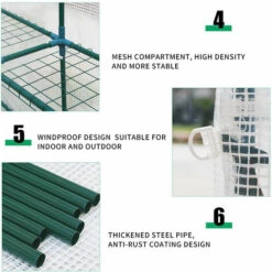 TIGA 186x120x190cm Serre De Jardin Portable Avec Couvercle D'étagère PVC Matériel Plantes Maison De Fleurs Tente Extérieure Maison étanche Résistant Au Froid -France Serre de jardin Soldes 2022 35625422 5