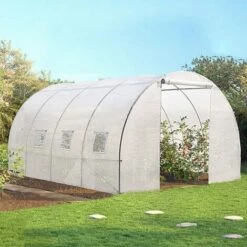 IDMARKET Serre Tunnel De Jardin 12 M² Blanche Gamme Maraîchère ZEBRA 4x3M - Blanc