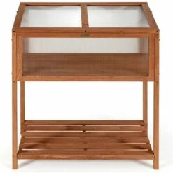 HELLOSHOP26 Serre De Jardin Sur Pied En Bois Avec Couvercle Ouvrant Et Charnière étagère à Lattes Grand Bac De Rangement 104,5 Cm - Bois -France Serre de jardin Soldes 2022 37468680 2