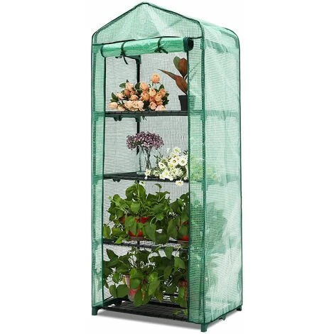 UNHO Serre Jardin Dormant Avec 4 Etageres Pour Plante Fleur - 68.5 X 48.5 X 158cm Vert 3 UNHO Serre Jardin Dormant Avec 4 Etageres Pour Plante Fleur - 68.5 X 48.5 X 158cm Vert