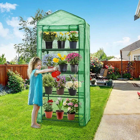 UNHO Serre Jardin Dormant Avec 4 Etageres Pour Plante Fleur - 68.5 X 48.5 X 158cm Vert 6 UNHO Serre Jardin Dormant Avec 4 Etageres Pour Plante Fleur - 68.5 X 48.5 X 158cm Vert – Image 4