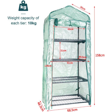 UNHO Serre Jardin Dormant Avec 4 Etageres Pour Plante Fleur - 68.5 X 48.5 X 158cm Vert 7 UNHO Serre Jardin Dormant Avec 4 Etageres Pour Plante Fleur - 68.5 X 48.5 X 158cm Vert – Image 5