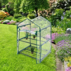 Relaxdays Serre De Jardin Balcon Terrasse Transportable Mobile 2-3 Ou 4 Étagères Portes, Transparent -France Serre de jardin Soldes 2022 40010043 3