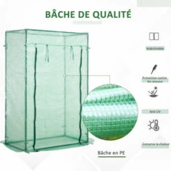 Outsunny Serre De Jardin Serre à Tomates 1L X 0,5l X 1,5H M Porte Zippée Déroulante Acier Thermolaqué PE Haute Densité 140 G/m² Anti-UV - Vert -France Serre de jardin Soldes 2022 41318243 4
