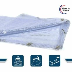 TECPLAST Bâche Pour Serre 4,5x4,7 M 400SE - Bâche Armée Transparente étanche Pour Serre - Haute Performance - Made In France - Transparente Armée -France Serre de jardin Soldes 2022 41382557 2