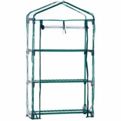 Serre De Jardin PVC/Acero Gardiun Leaf I 3 Étagères 69x49x130 Cm Vert Fermeture Glissière