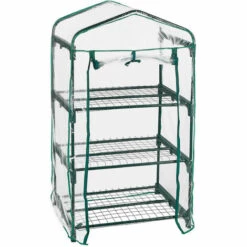 Relaxdays Serre De Balcon, Métal Et Plastique, H X L X P : 126 X 69 X 49 Cm, Taille Compacte, Verte/transparente