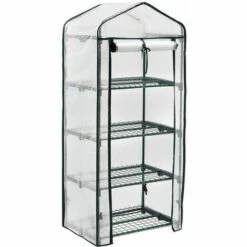 BEARSU Tente De Balcon Avec Bâche Amovible, Serre Pour Tomates, 69 X 49 X 158 Cm Blanc Et Vert