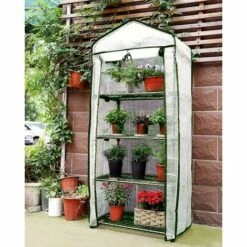BEARSU Tente De Balcon Avec Bâche Amovible, Serre Pour Tomates, 69 X 49 X 158 Cm Blanc Et Vert -France Serre de jardin Soldes 2022 42802389 3