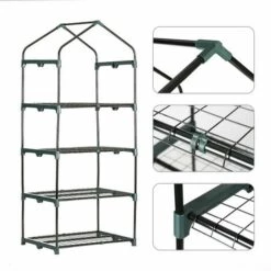 BEARSU Tente De Balcon Avec Bâche Amovible, Serre Pour Tomates, 69 X 49 X 158 Cm Blanc Et Vert -France Serre de jardin Soldes 2022 42802389 5