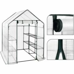 WOLTU Serre De Jardin PE .Serre Pour Légumes Avec Porte. 143x143x195cm.Blanc -France Serre de jardin Soldes 2022 43633388 3
