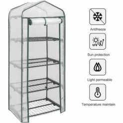 WOLTU Serre De Jardin PE. Serre Pour Légumes Avec Porte. Blanc. 69x49x158cm -France Serre de jardin Soldes 2022 43633390 4