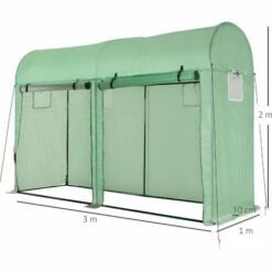 Outsunny Serre De Jardin Serre à Tomates Dim. 3L X 1l X 2H M 2 Portes Zippées Déroulantes 4 Fenêtres Enroulables Acier PE Haute Densité 140 G/m² Anti-UV Vert -France Serre de jardin Soldes 2022 45628520 3