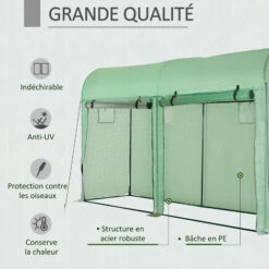 Outsunny Serre De Jardin Serre à Tomates Dim. 3L X 1l X 2H M 2 Portes Zippées Déroulantes 4 Fenêtres Enroulables Acier PE Haute Densité 140 G/m² Anti-UV Vert -France Serre de jardin Soldes 2022 45628520 4
