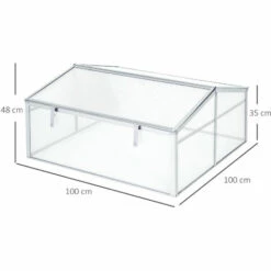 Outsunny Mini Serre De Jardin Serre à Tomates Dim. 100L X 100l X 48H Cm 2 Pannneaux Toits Ouvrables Réglables Alu. Polycarbonate -France Serre de jardin Soldes 2022 47140857 3