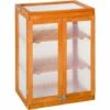 Outsunny Mini Serre De Jardin 3 Niveaux Dim. 58L X 44l X 78H Cm Double Porte Toit Ouvrant Bois Sapin Lasuré Polycarbonate - Orange -France Serre de jardin Soldes 2022 47140863 1
