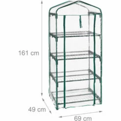 Relaxdays Serre De Balcon, Métal Et Plastique, H X L X P : 161 X 69 X 49 Cm, Taille Compacte, Verte/transparente -France Serre de jardin Soldes 2022 48740948 5