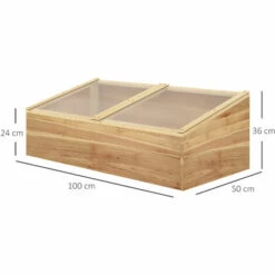Outsunny Mini Serre De Jardin Serre Pour Semis Dim. 100L X 50l X 36H Cm Toit 2 Pans Ouvrables Séparement Panneaux De Polycarbonate Bois Sapin Pré-huilé -France Serre de jardin Soldes 2022 49279752 3