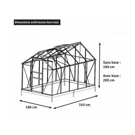 LA MAISON DU JARDIN Serre En Verre Trempé 4 Mm Modèle 86 + Base - 4,7 M² - Alu Peint Vert 4 LA MAISON DU JARDIN Serre En Verre Trempé 4 Mm Modèle 86 + Base - 4,7 M² - Alu Peint Vert – Image 2
