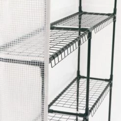 IDMARKET Serre De Jardin Blanche Toutes Saisons 8 étagères 2 Fenêtres Avec Moustiquaire Et Porte Zippée -France Serre de jardin Soldes 2022 49793142 4