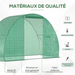 Outsunny Serre De Jardin Tunnel Surface Sol 4,5 M² Dim. 3L X 1,5l X 2H M Châssis Tubulaire Renforcé Porte Zippée 2 Fenêtres Enroulables Vert - Vert 11 Outsunny Serre De Jardin Tunnel Surface Sol 4,5 M² Dim. 3L X 1,5l X 2H M Châssis Tubulaire Renforcé Porte Zippée 2 Fenêtres Enroulables Vert - Vert -France Serre de jardin Soldes 2022 49904414 5